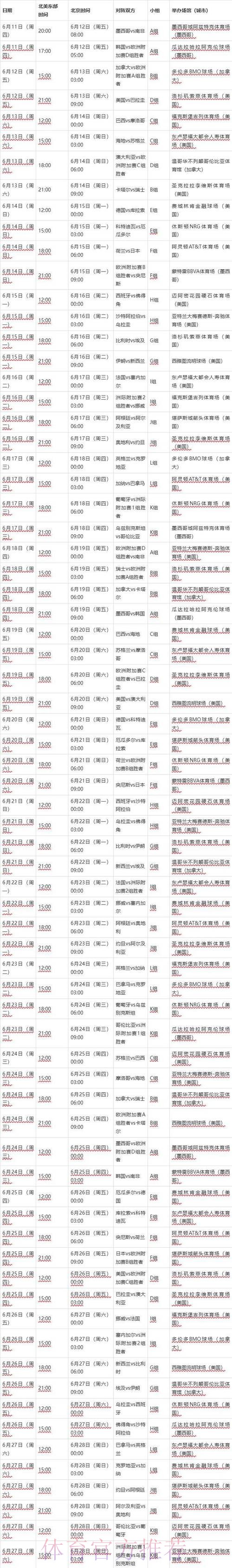 2026世界杯葡萄牙凯恩比赛时间完整指南